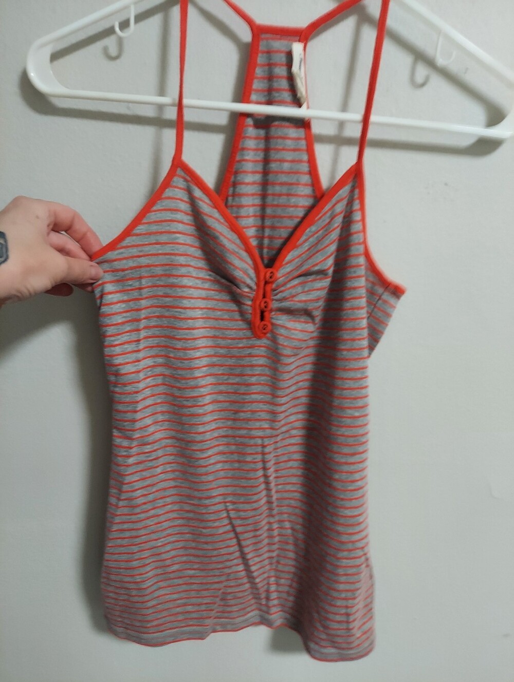 Forever 21 Gray and Orange Striped Racerback Tank